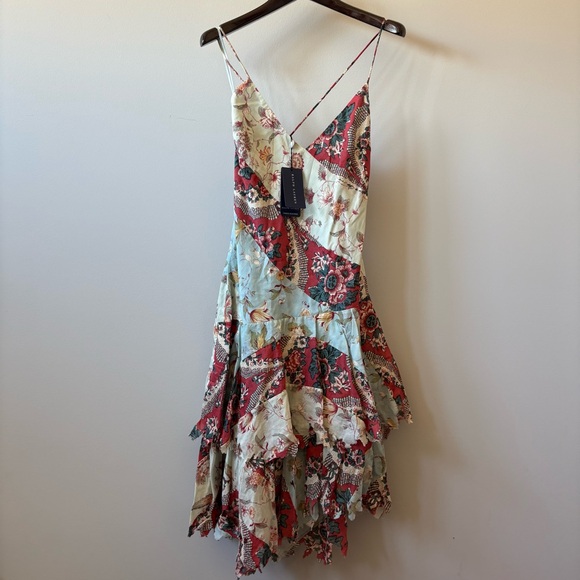 Vintage Ralph Lauren Patchwork Asymmetrical Midi Dress Handkerchief Western NWT - Picture 10 of 11